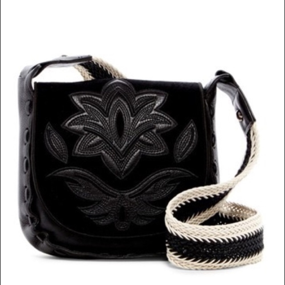 Sam Edelman black crossbody bag with woven strap